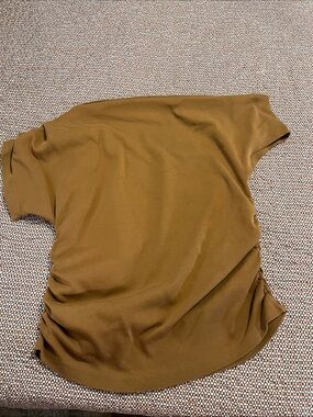 LOFT Short Sleeve Ruched Side Top - Camel Brown